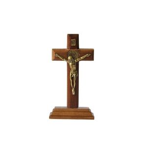 CRUZ DE MADEIRA SÃO BENTO DOURADO PAREDE/MESA