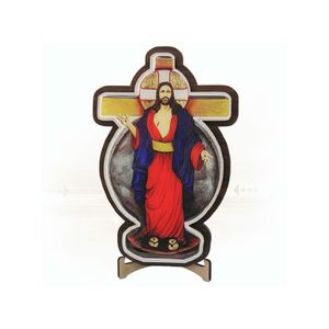 CRUCIFIXO DE MESA MADEIRA JESUS DAS SANTAS CHAGAS 19CM