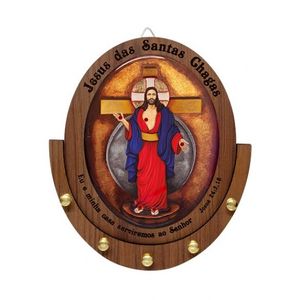 PORTA CHAVES OVAL JESUS DAS SANTAS CHAGAS