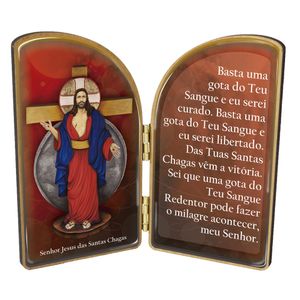ORAÇÃO DE MESA JESUS DAS SANTAS CHAGAS VERMELHA 16CM
