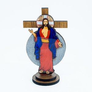 CRUZ 3D JESUS DAS SANTAS CHAGAS 9CM