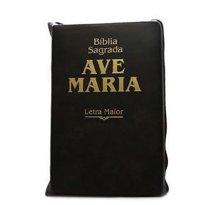 BÍBLIA AVE MARIA COM LETRA MAIOR E ZÍPER - MARROM