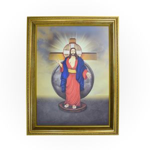 QUADRO DE PAREDE JESUS DAS SANTAS CHAGAS 30X40