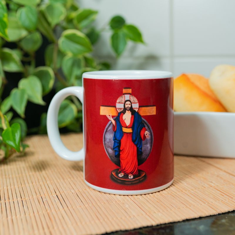 CANECA-PORCELANA-JESUS-DAS-SANTAS-CHAGAS-VERMELHA