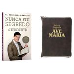 Kit-Livro-Nunca-Foi-Segredo-e-Biblia-Ave-Maria-com-Ziper