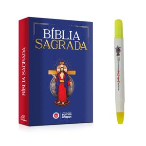 Kit Bíblia Jesus das Santas Chagas com Caneta Marcadora de Bíblia