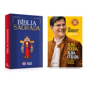 Kit Biblia Sagrada Jesus das Santas Chagas e Livro Alma Ferida, Alma Curada