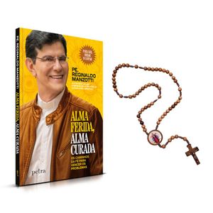 Kit Livro Alma Ferida, Alma Curada e Terço Jesus das Santas Chagas 6mm