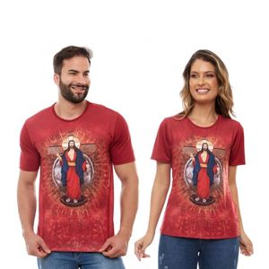 Camiseta Unissex Vermelha Jesus das Santas Chagas