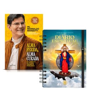 KIT DIÁRIO ESPIRITUAL 2025 CAPA CÉU E LIVRO ALMA FERIDA ALMA CURADA