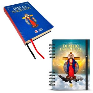 Kit Diario Espiritual 2025 Céu e Biblia Jesus das Santas Chagas Letras Grandes