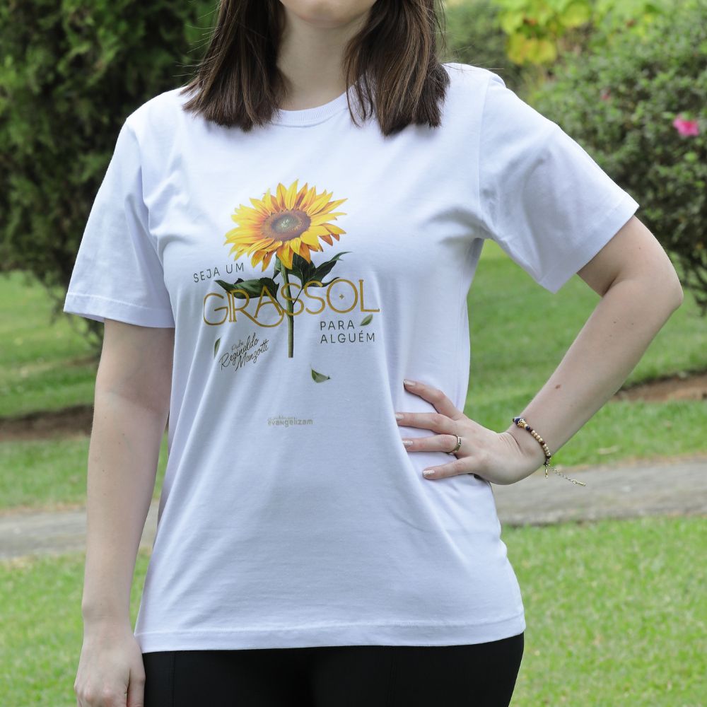 Camiseta Girassol Branca Seja um Girassol para Alguem