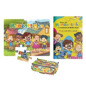 Kit Quebra Cabeça e Livro de Colorir Turma do Manzottinho