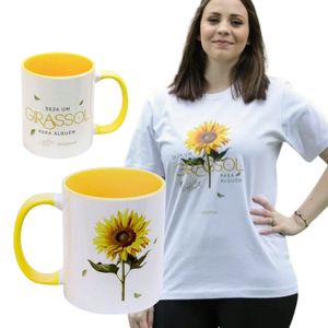 Kit Camiseta e Caneca Girassol | Seja um Girassol para Alguém