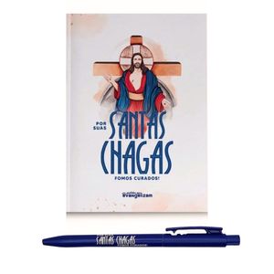 Kit Caderno e Caneta Jesus das Santas Chagas