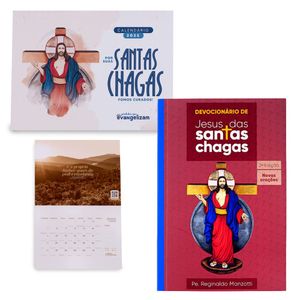 Kit Devocional e Calendário 2025 Jesus das Santas Chagas