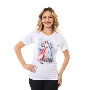 Camiseta Baby Look Jesus Misericordioso Estampa Elegante Conforto e Estilo