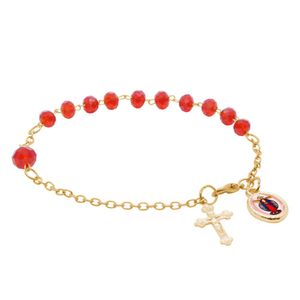 Pulseira Jesus das Santas Chagas Vermelha e Dourada