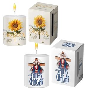 Kit Velas Aromatizadas Jesus das Santas Chagas Floral e Girassol