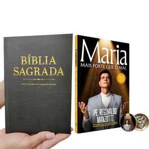 Kit Bíblia Nova Tradução e Livro Maria Mais Forte que o Mal Edição Luxo
