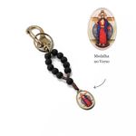 Chaveiro Jesus das Santas Chagas 8mm Preto Emborrachado -1-