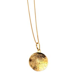 Colar Medalha de São Bento Semijoia Banhada a Ouro