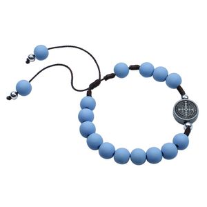 Pulseira Medalha de São Bento Contas Emborrachadas Azul