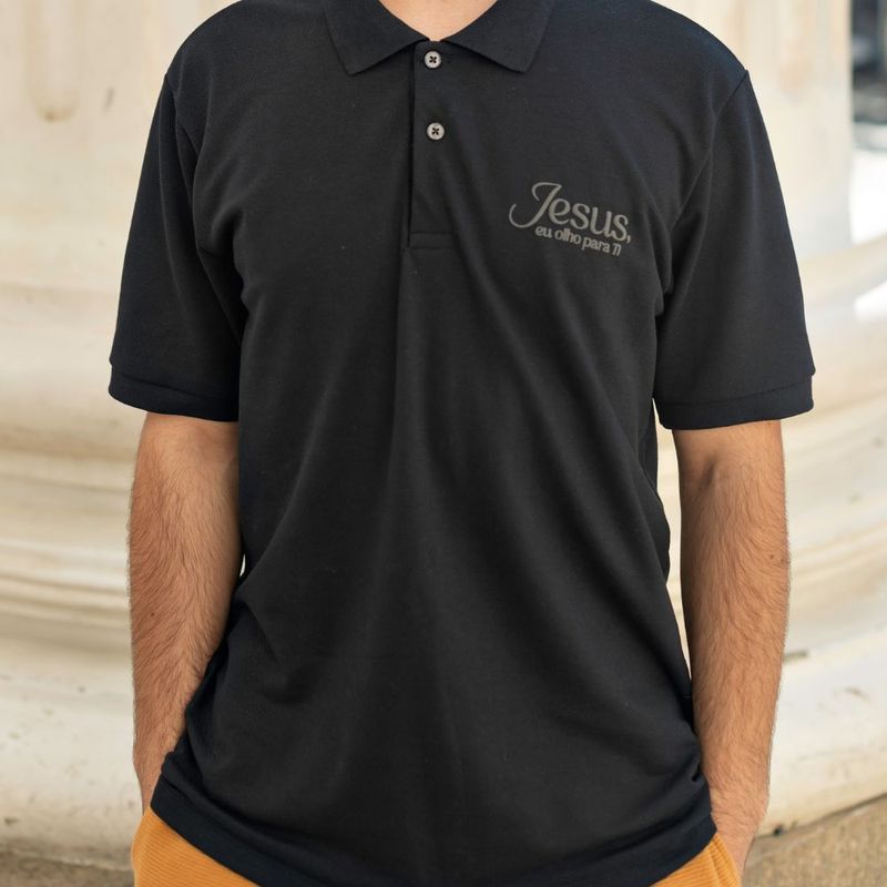 Camiseta-Polo-Jesus-das-Santas-Chagas-Preta