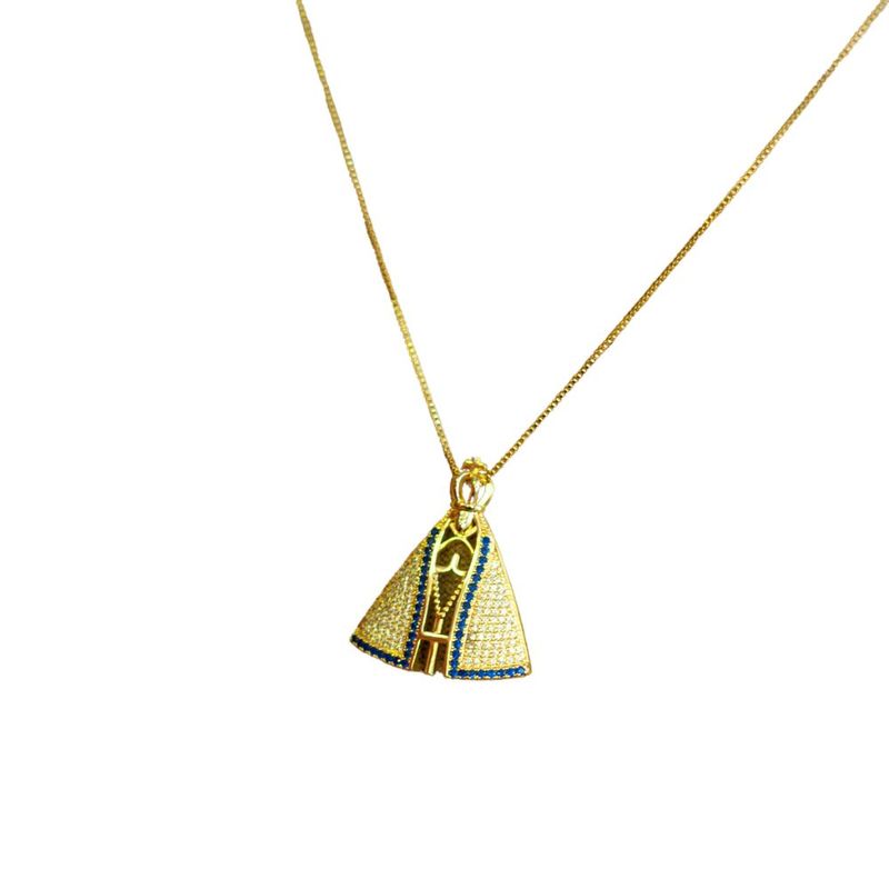 Colar Premium Nossa Senhora Aparecida Banhado a Ouro com Zirconias -2-