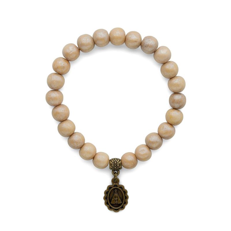 Pulseira Nossa Senhora Aparecida Madeira Dourada